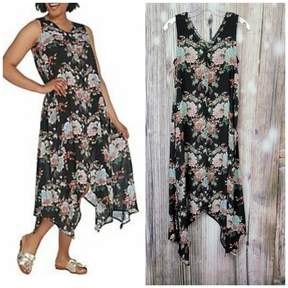 Tolani Collection Printed Asymmetrical Hem Dress